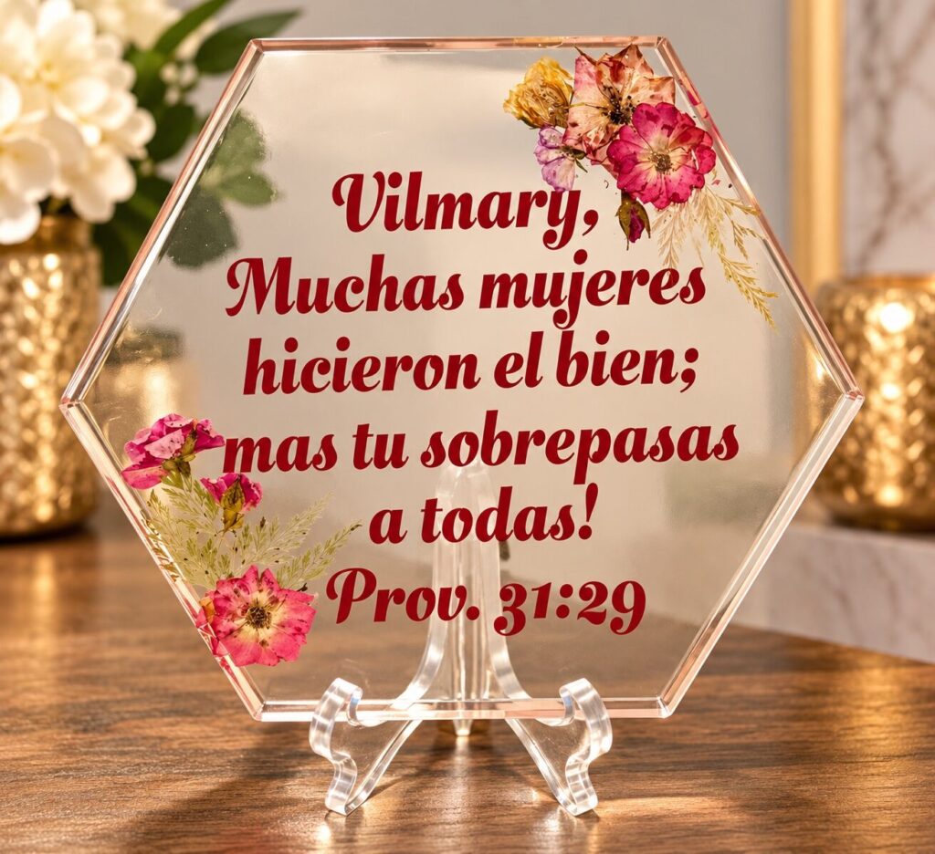 Personalized Floral Scripture Plaque — Proverbs 31:29