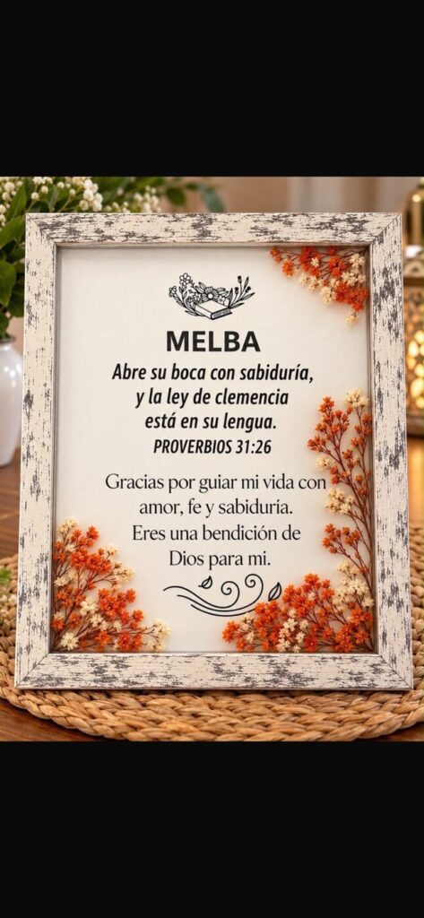 Personalized Orange Floral Appreciation Frame — Proverbs 31:26
