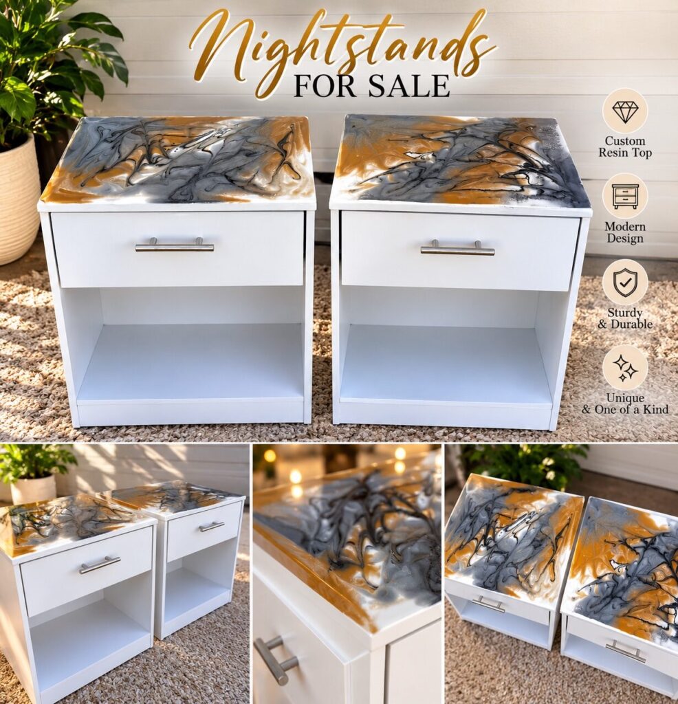 Matching Marble Resin-Top Nightstands