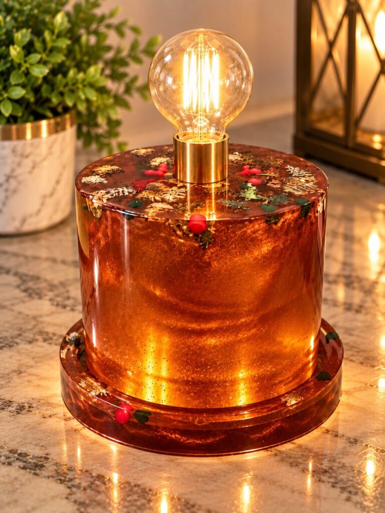 Amber Holiday Resin Table Lamp