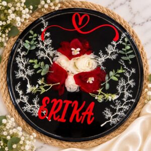 Personalized Black Floral Resin Keepsake Plaque